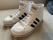 Adidas Men’s Hi Top White Canvas Trainers Size 8 UK Good Condition See Photos .