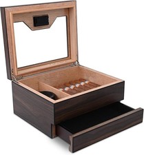 Cigar Humidor Box with Hygrometer holds 25-30 cigars