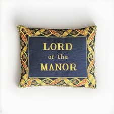 Lord Of The Manor Novelty Cushion Small Vintage Blue Gold Yellow