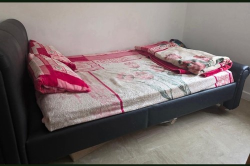 Double leather bed with - double,