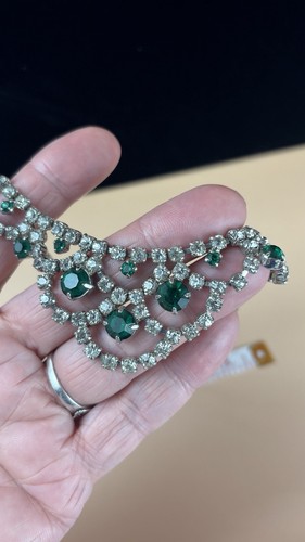 Vintage rhinestone bib emerald - rhinestone,