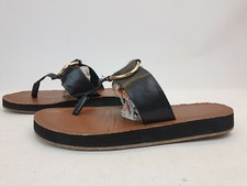 ATMOSPHERE Slippers Ladies Womens Size 4 EU 37 Black T Bar Sandals