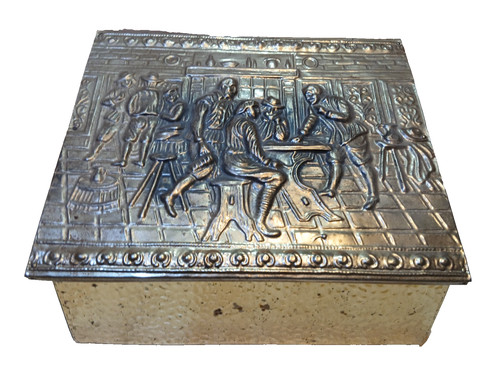 Vintage brass wood scuttle box - brass,