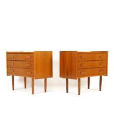 Pair Retro Vintage Danish Teak Bedside Tables Cabinets Drawers Mid Century 70s