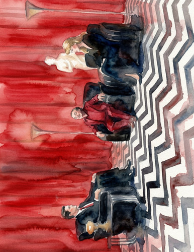 Twin peaks red - twin, watercolor
