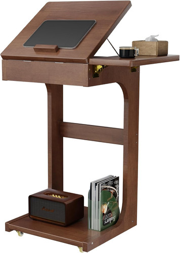 Shaped rolling side table - rolling,