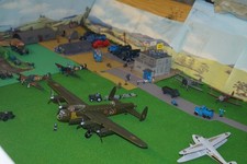 oo gauge 50s RAF airport diarama c/w figures vehicles etc.