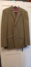 Magee 1866 Donegal Tweed Blazer Jacket Herringbone Check Green Purple Lining