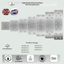 Flat Joining Plates 2mm Thick Galvanised Connecting Brackets Sleeper Heavy Duty