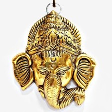 Ganesh Head Golden Metal Wall