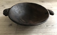 Rustic Heavy Solid Ethnic Carved Wooden Bowl