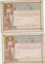 CHURCH OF ENGLAND TEMPERANCE SOCIETY - 4 ABSTAINING DECLARATION CARDS