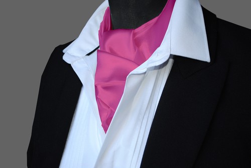 Candy pink satin ascot cravat - satin,