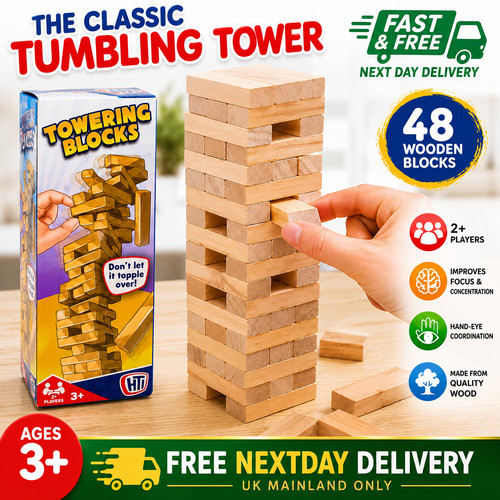 Wooden tumbling tower game - wooden,