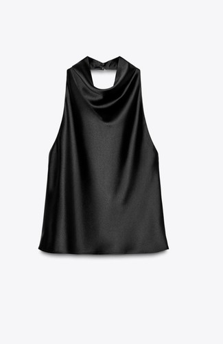 Zara black satin halter - black,