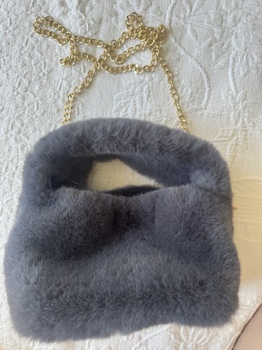 Grey fluffy bag purse with - fluffy, bag/