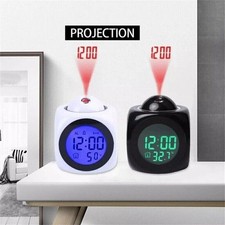 LCD Digital Voice Talking LED Projection Alarm Clock Projector Time Temperature