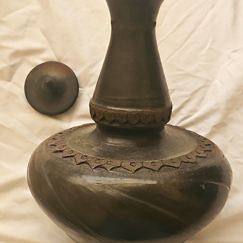 Black clay pottery - black, vase