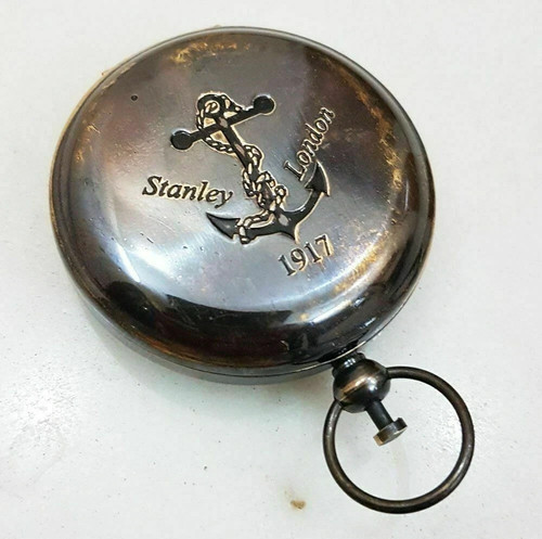 Vintage antique brass compass - brass,