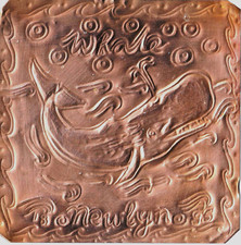 2025 embossed copper " Newlyn Whale 1895 "by Bill Payne. Newlyn style.