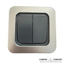 CBE C-Line Campervan 12v Double Light Switch,  Caravan Motorhome, Gun Metal Grey