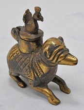 Brass Dog Figure Ink Well Pot