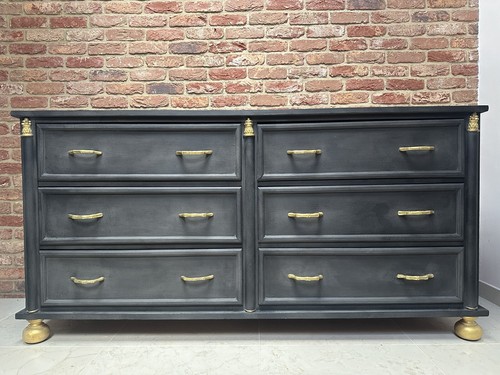 Vintage grey solid wood chest - grey,