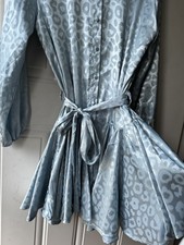 Forevayoung Dress Size L baby blue satin dress Animal Print BNWT