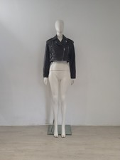 Zara (S) Molly Mae Khaki Jacket UK 8 10 EU 36 38 Faux-Leather Charcoal Cropped