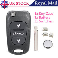 Replacement For Kia Picanto 2 / 3 Button Flip Remote Key Shell Fob Case Cover UK