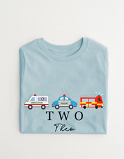 Personalised Cars Birthday T-Shirt  Birthday Kids top tshirt Tee Children's