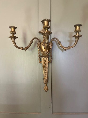 Pair antique wall lights gilt - antique,
