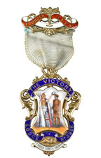 Masonic Masons Victory Lodge Founders 1919 Hallmarked Silver Enamel Jewel Medal
