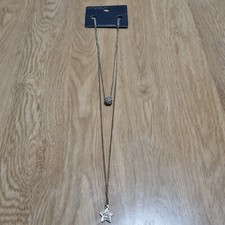 NEXT GOLD SPARKLY DIAMANTE STAR SHAMBALLA BEAD PENDANT CHARM DUAL CHAIN NECKLACE