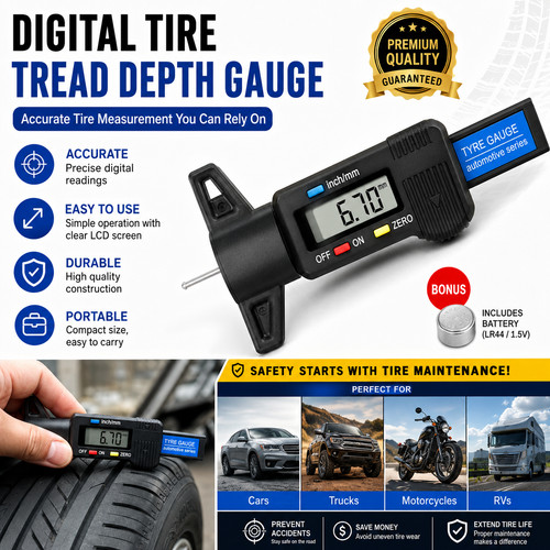 Digital tyre depth gauge - digital, tread