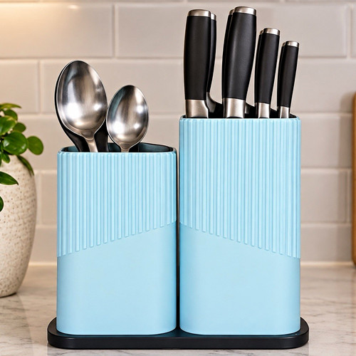 Blue black plastic knife - plastic,