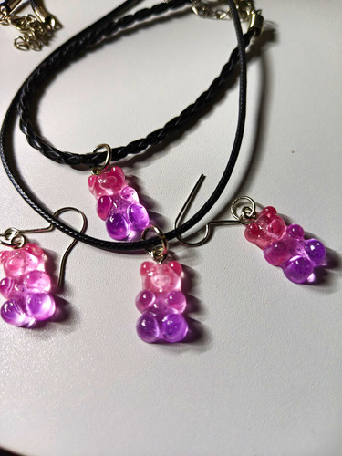 Purple pink gummy bear - pink,
