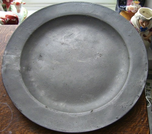 Old antique pewter charger - antique, 14