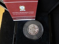 2016 SILVER PROOF PIEDFORT TDC 1 CROWN COIN BOX + COA WE WILL REMEMBER THEM 999 