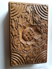 Carved Wooden Box Flowers Design.
