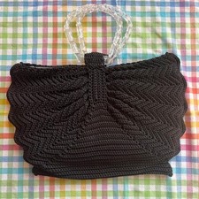 Vintage 1940s Black Crochet