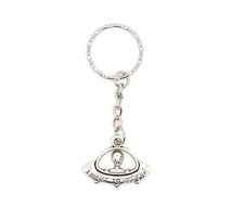 UFO Alien Spaceship Keyring I Want To Believe Silver Sci-Fi Gift 30mm