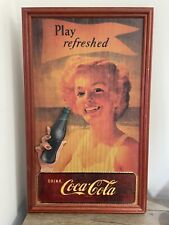 Rare Original Large 'Play Refreshed' Vintage Coca-Cola Wooden framed picture