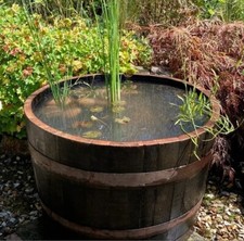 LARGE Watertight 100% GUARANTEED  - Oak WINE half barrel planter patio MINI POND