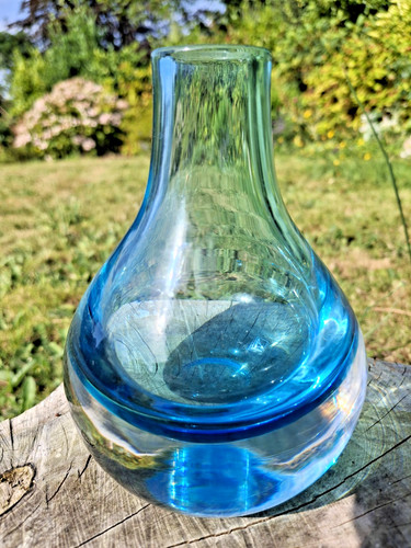 Handmade blue art glass - blue,