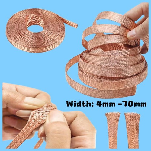 Flat pure copper - copper, braid