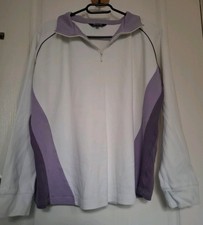 Quarter Zip Ladies Top Size20. Maine Brand, Debenhams. Purple,white. Long Sleeve
