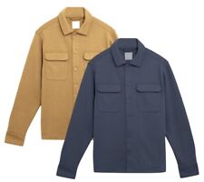M&S MENS JACKET OVERSHIRT Cotton Blend Jersey Button up Pockets Comfort Top 