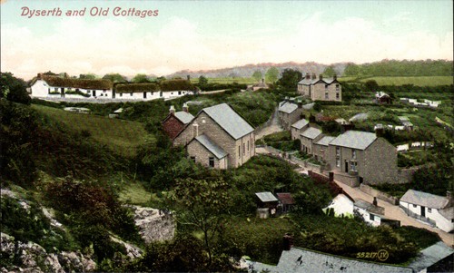 Dyserth old cottages by - old,