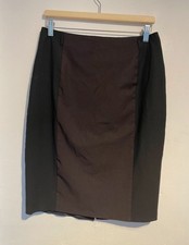 M&S Marks & Spencer black burgundy pencil skirt smart office size 12 lined